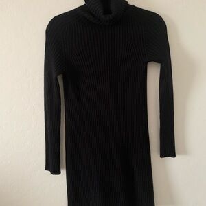 Italian Black Turtleneck Sweater Dress
